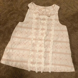 Janie + jack eyelet swing top 12-18 mos white tan